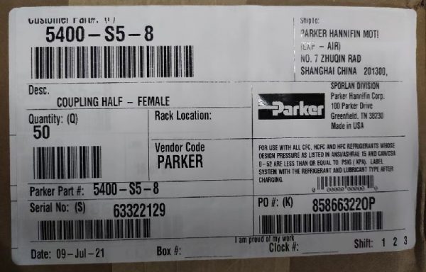 Parker 5400-S5-8 Coupling